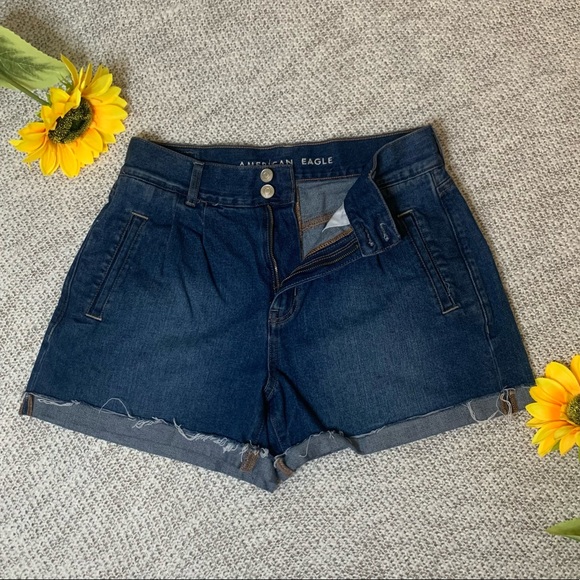 American Eagle Short Dark Wash Jean Mom Short - Picture 2 of 11